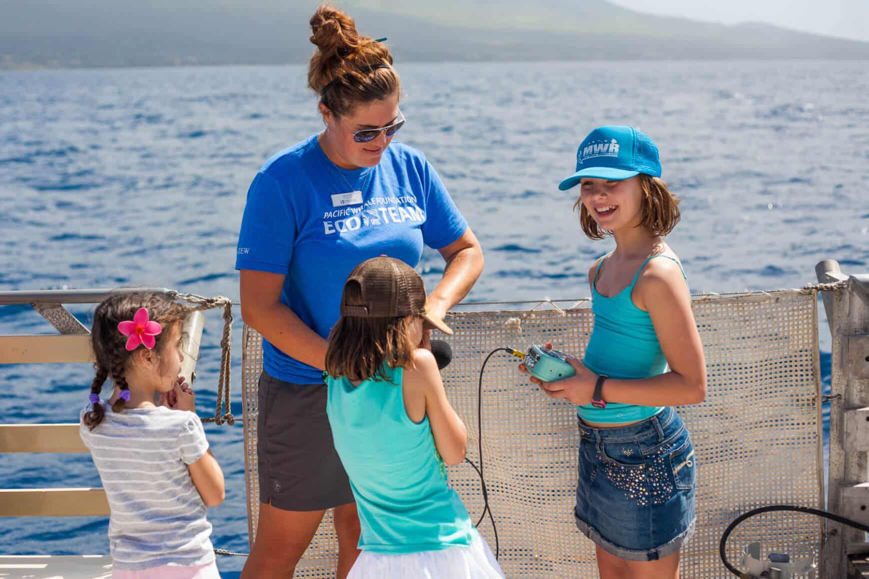 Marine naturalists use a hydrophone on PacWhale Eco-Adventures whalewatches to listen to humpback whale song.